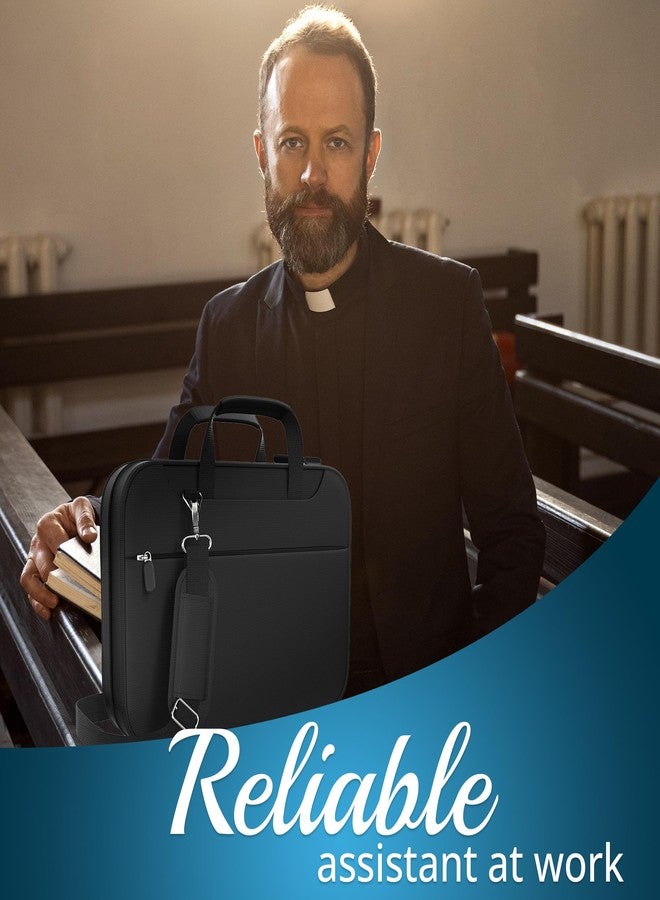 DEHITE Bible Cover for Men and Women - Black Bible Bag Case Extra Large Size - Tote Bag - Fit Book 11.2 x 8.4 x 1.8 in - Pen Slots - Zippered Pocket - Shoulder Strap - Premium - Image 4
